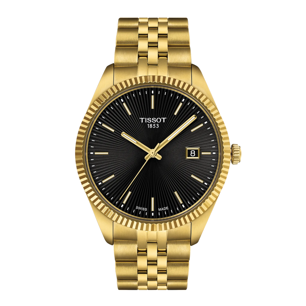TISSOT BALLADE BLACK DIAL QUARTZ GOLD PVD 40mm