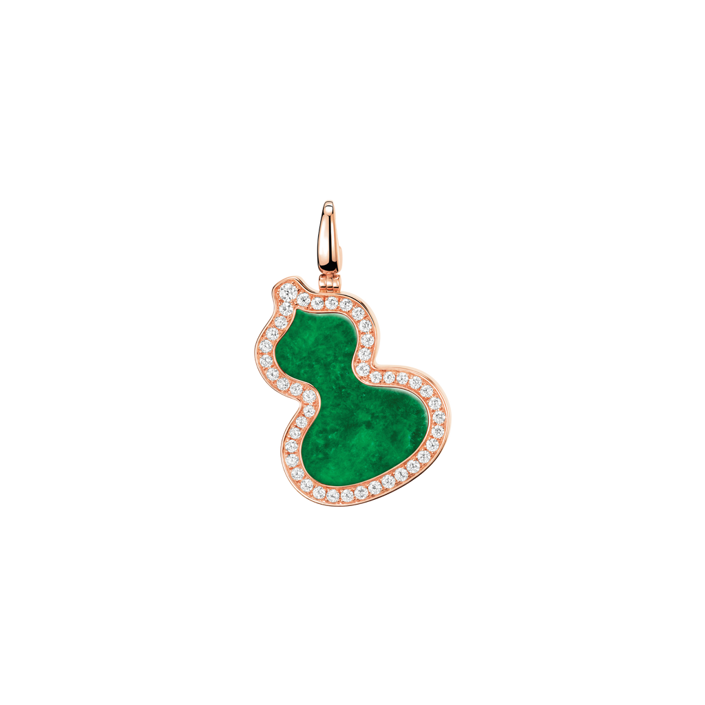 Qeelin Wulu pendant in 18K rose gold with diamonds and jade