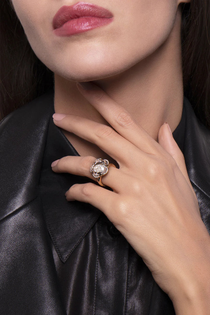 Pasquale Bruni Bon Ton Ring RG Rock Crystal with Diamonds