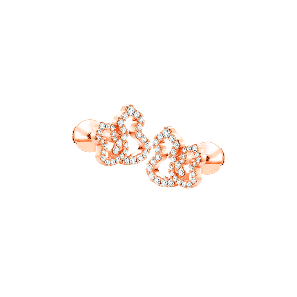 Qeelin Double Wulu ear studs in 18K rose gold with diamonds