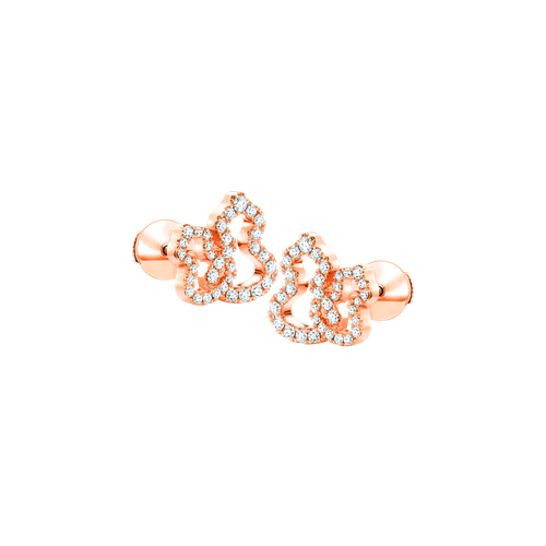 Qeelin Double Wulu ear studs in 18K rose gold with diamonds