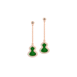 Qeelin Petite Wulu earrings in 18K rose gold with diamonds and jade