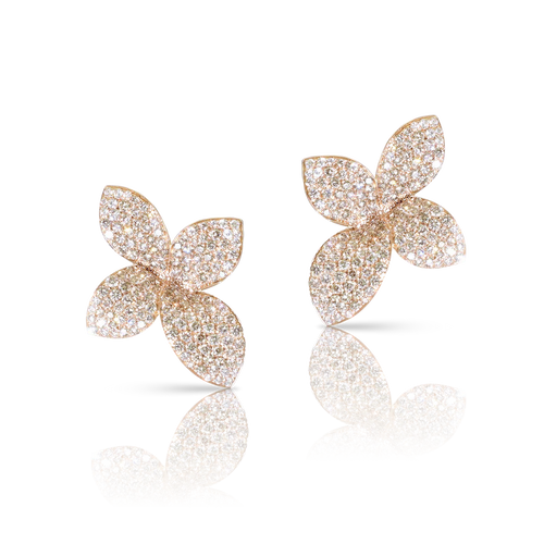 Pasquale Bruni Giardini Segreti Small Flower Earrings in 18k Rose Gold with Diamonds