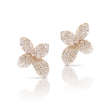 Pasquale Bruni Giardini Segreti Small Flower Earrings in 18k Rose Gold with Diamonds