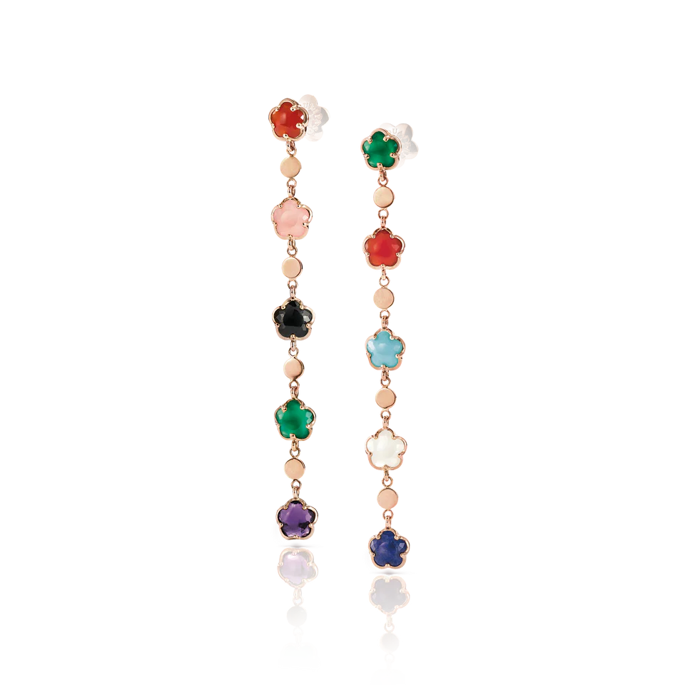 Pasquale Bruni Figlia dei Fiori 18k RG Earrings with Multi Gems