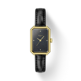 Tissot SRV Black Dial Gold PVD on Leather 30 x 21.8mm