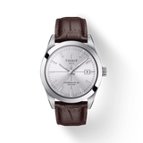 TISSOT GENTLEMAN POWERMATIC 80 SILVER ON BROWN LEATHER