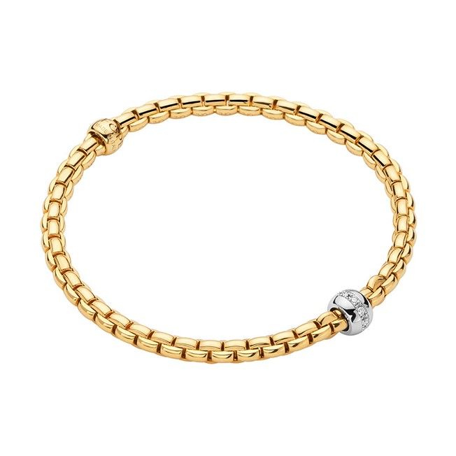 Fope Eka Yellow Gold Bracelet with White Gold and Diamond Small