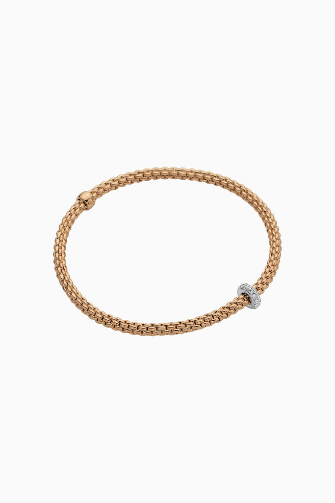 Fope Prima Rose Gold Bracelet with White  Gold Diamond rondels