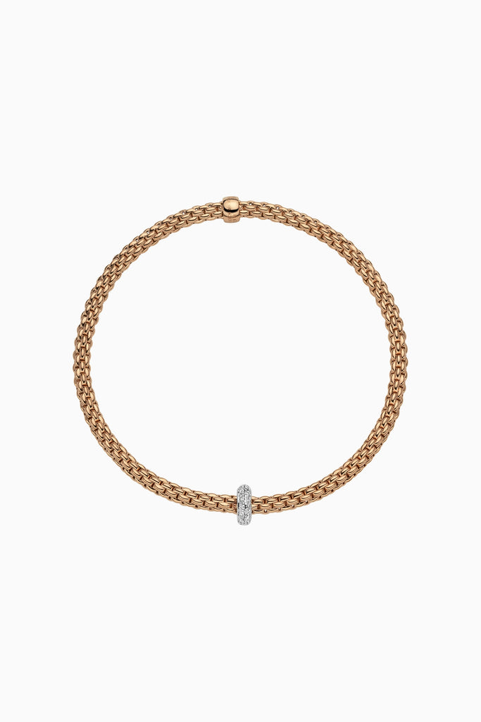 Fope Prima Rose Gold Bracelet with White  Gold Diamond rondels