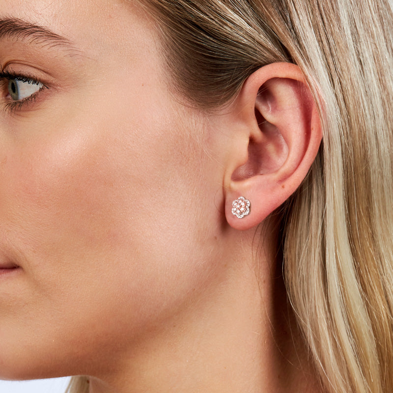 Blush Paisley Earrings with pink diamonds from the Argyle mine and White Diamonds