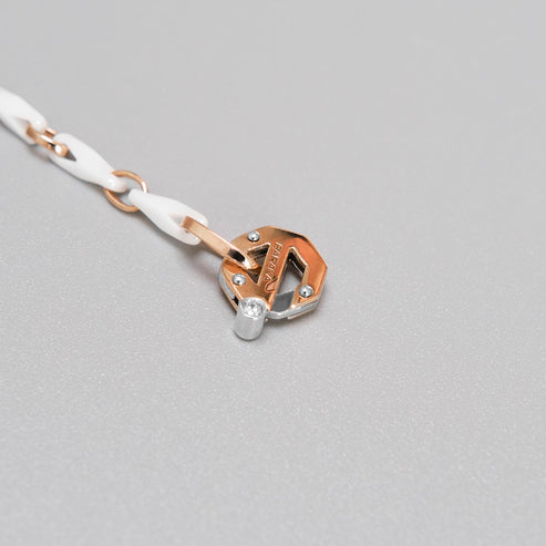 Baraka Cyborg Ceramic Chain Necklace -White Cermaic/ RG/ White Diamond