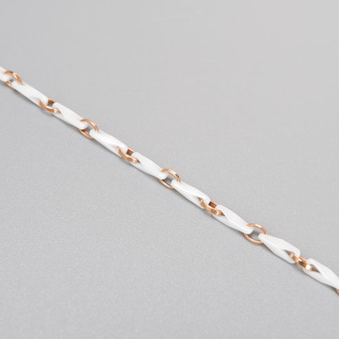 Baraka Cyborg Ceramic Chain Necklace -White Cermaic/ RG/ White Diamond