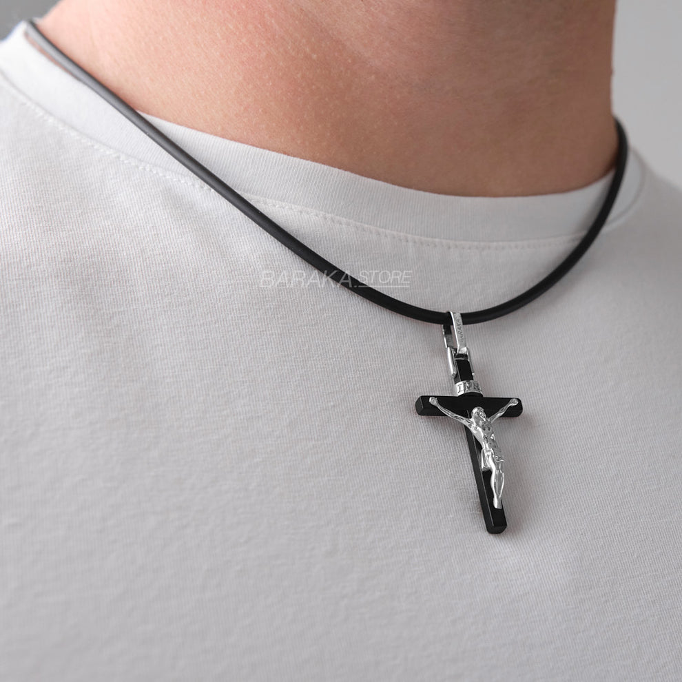 Baraka Cyborg Cross Pendant -Steel with Black PVD/ WG