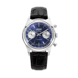 Chronograph 70's - Blue with Black Croco pattern Strap