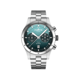 Fortis Flieger F-43 bicompax petrol on block bracelet