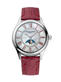 FREDERIQUE CONSTANT CLASSICS ELEGANCE LUNA MOONPHASE MOP ON RED LEATHER STRAP