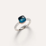 Pomellato Nudo Petit Ring -London Blue Topaz & Turquoise with Diamond Pave