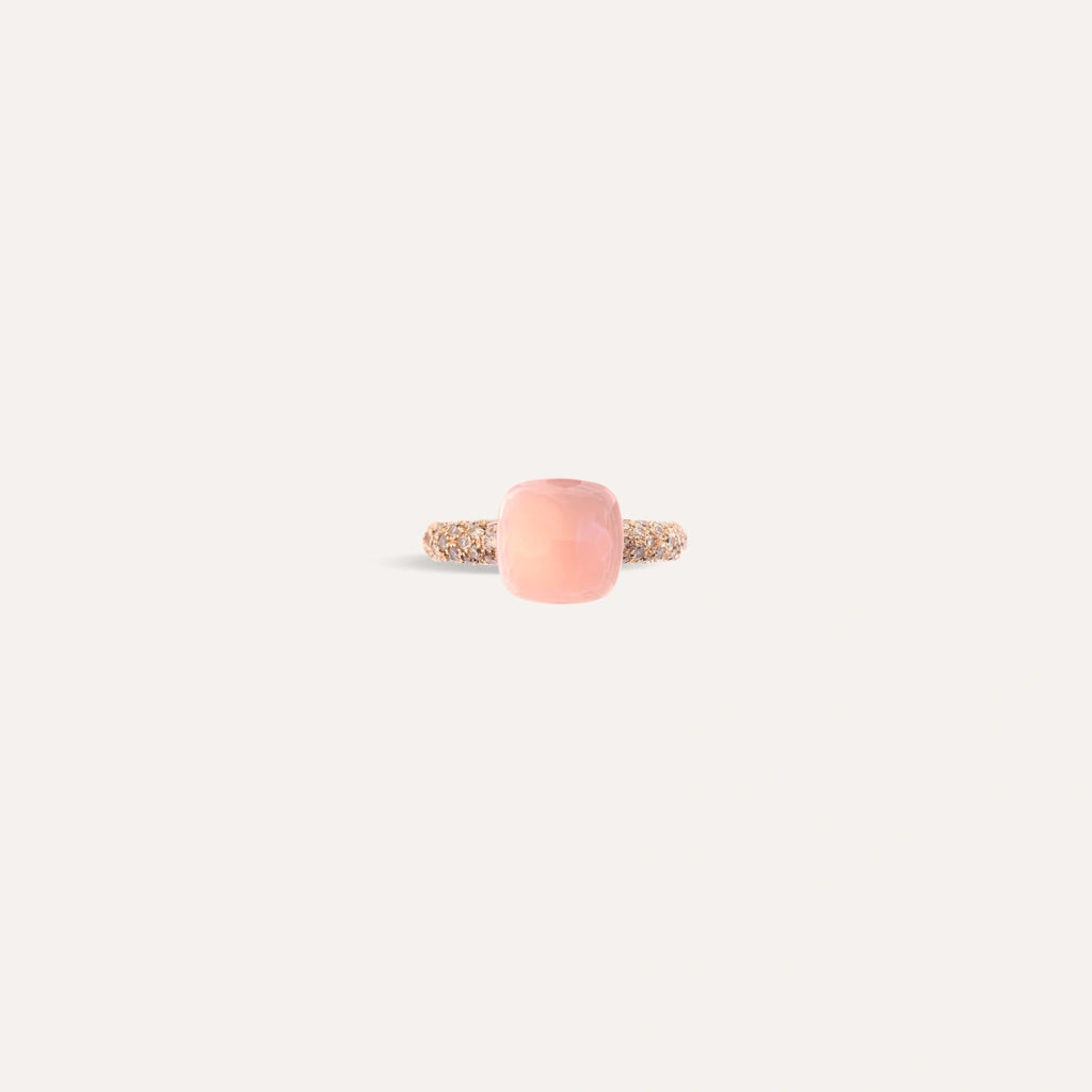Pomellato Nudo Classic Ring -Rose Quartz & Chalcedony with brown diamonds