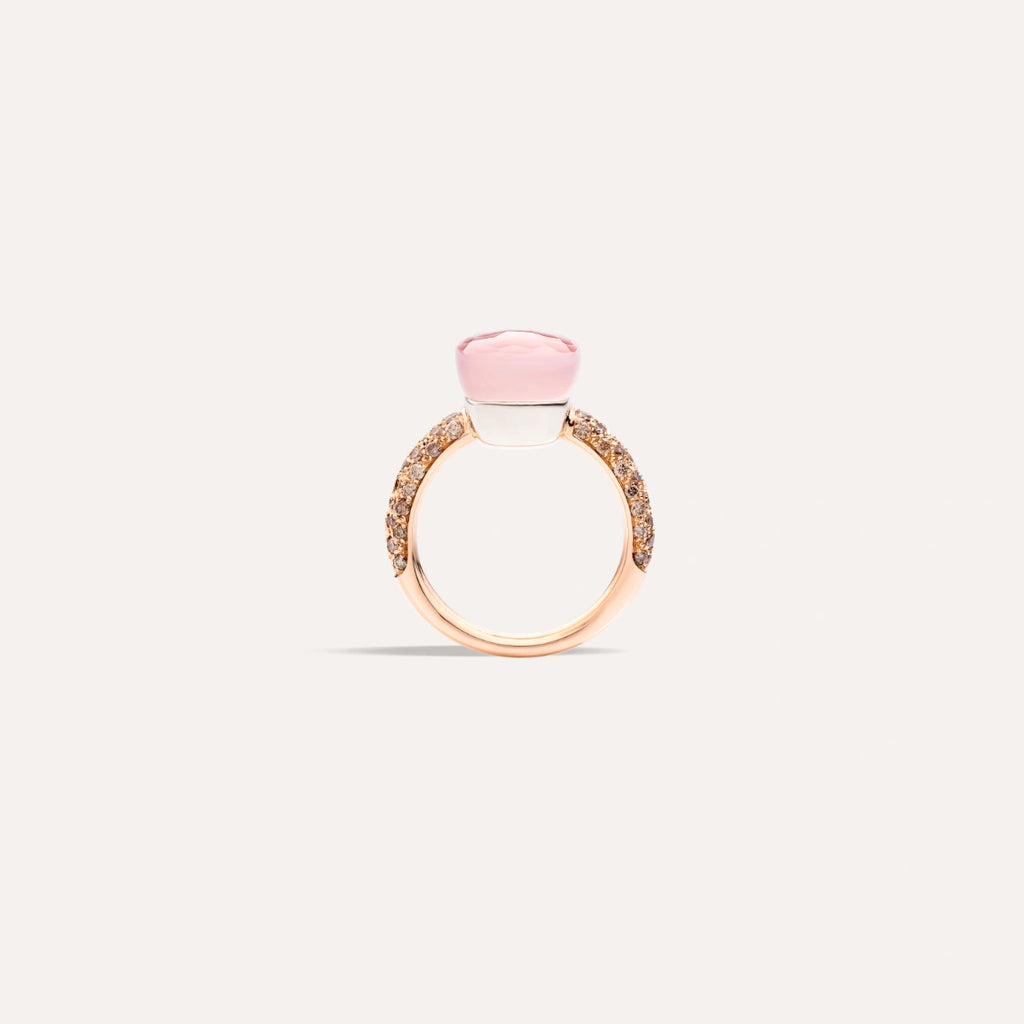 Pomellato Nudo Classic Ring -Rose Quartz & Chalcedony with brown diamonds