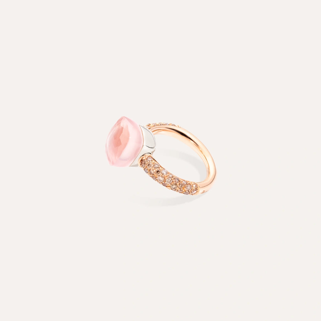 Pomellato Nudo Classic Ring -Rose Quartz & Chalcedony with brown diamonds