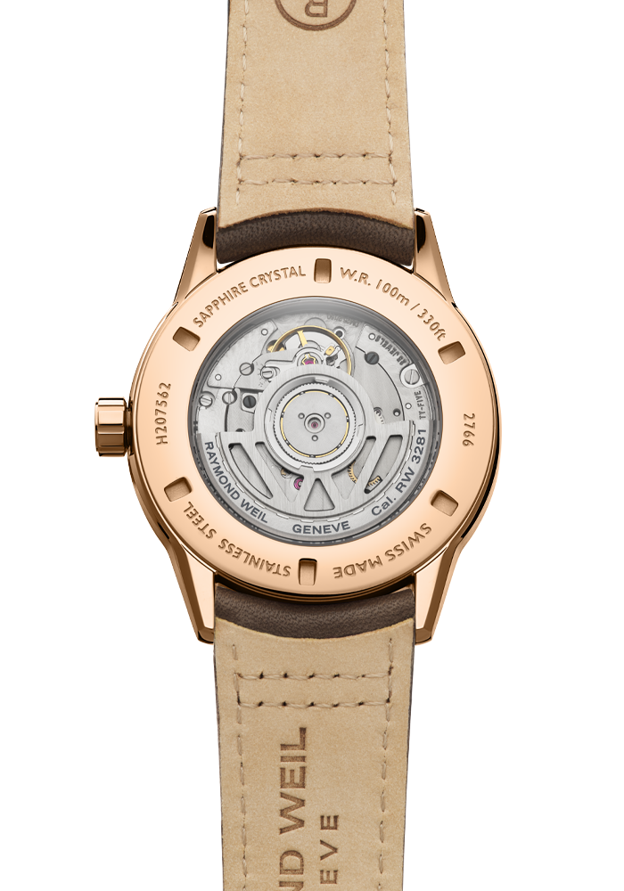 Raymond Weil Freelancer Complete Calendar Dune Sunray Dial Watch RG PVD -Brown Leather Strap