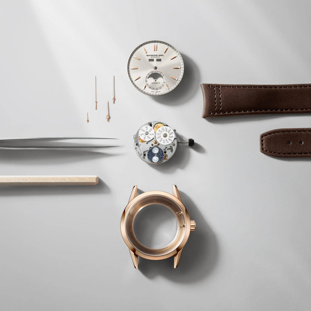 Raymond Weil Freelancer Complete Calendar Dune Sunray Dial Watch RG PVD -Brown Leather Strap