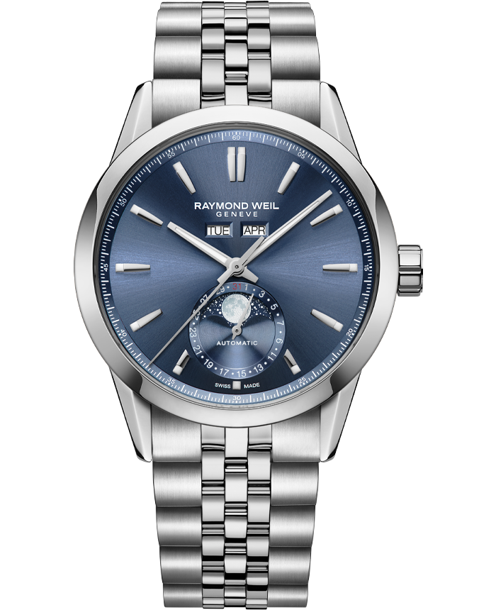 Raymond Weil Freelancer Complete Calendar Blue Sunray Dial Watch on Bracelet