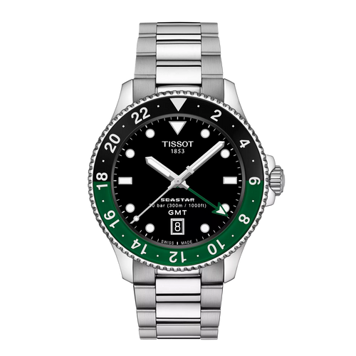 TISSOT SEASTAR 1000 40MM QUARTZ GMT -GREEN BLACK BEZEL
