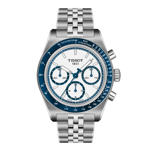 TISSOT PR516 CHRONOGRAPH WHITE & BLUE ON BRACELET