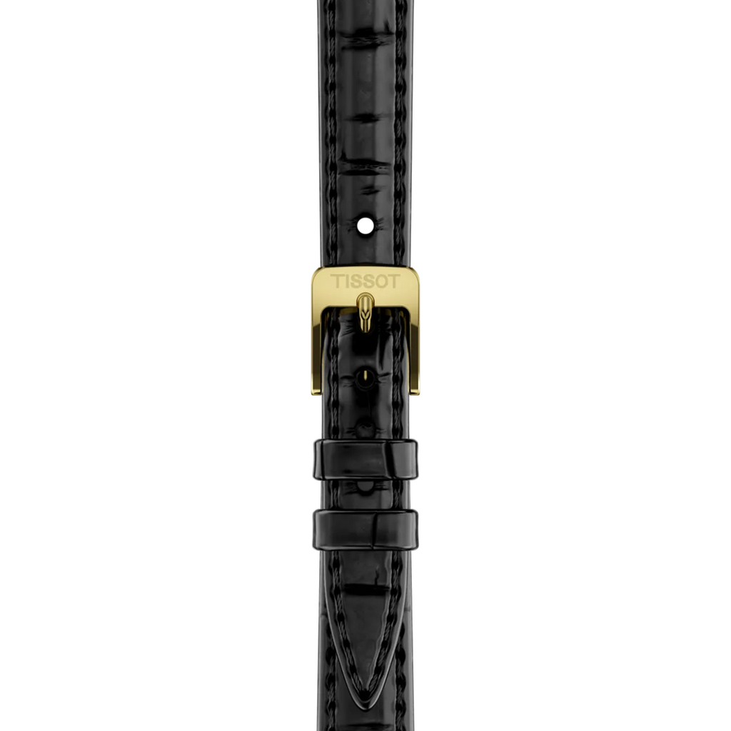 Tissot SRV Black Dial Gold PVD on Leather 30 x 21.8mm