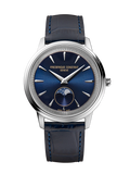 FREDERIQUE CONSTANT CLASSICS MONETA MOONPHASE BLUE DIAL ON LEATHER STRAP