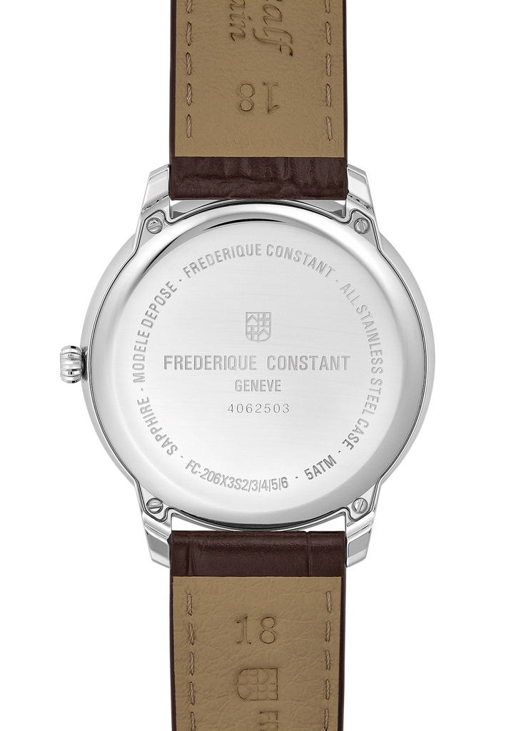 FREDERIQUE CONSTANT CLASSICS MONETA MOONPHASE SILVER DIAL ON LEATHER STRAP