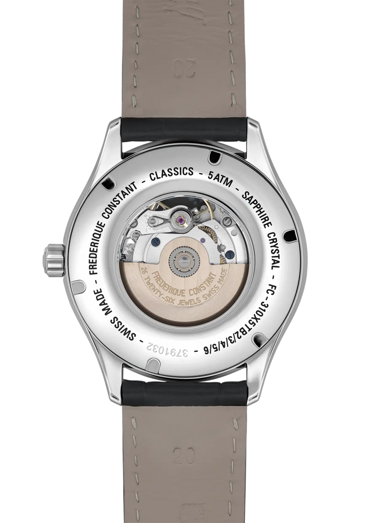 CLASSICS HEART BEAT AUTOMATIC SILVER DIAL OPEN HEART ON BLACK LEATHER