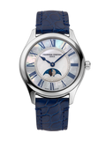 FREDERIQUE CONSTANT CLASSICS ELEGANCE LUNA MOONPHASE MOP ON BLUE LEATHER STRAP