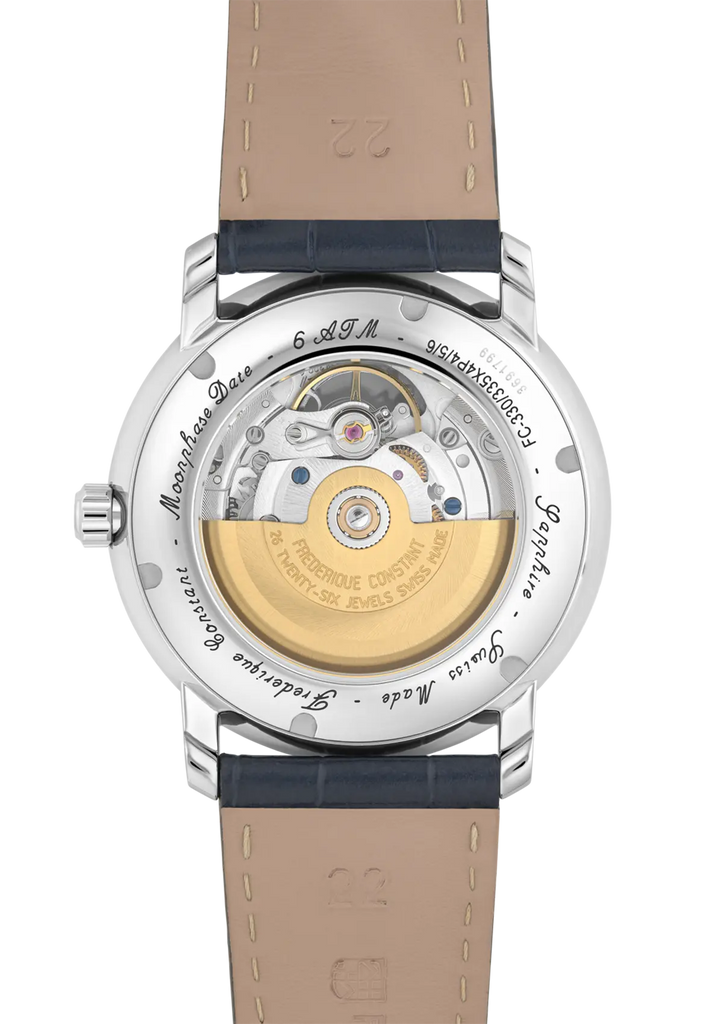 CLASSICS HEART BEAT MOONPHASE DATE BLUE DIAL ON BLUE LEATHER STRAP