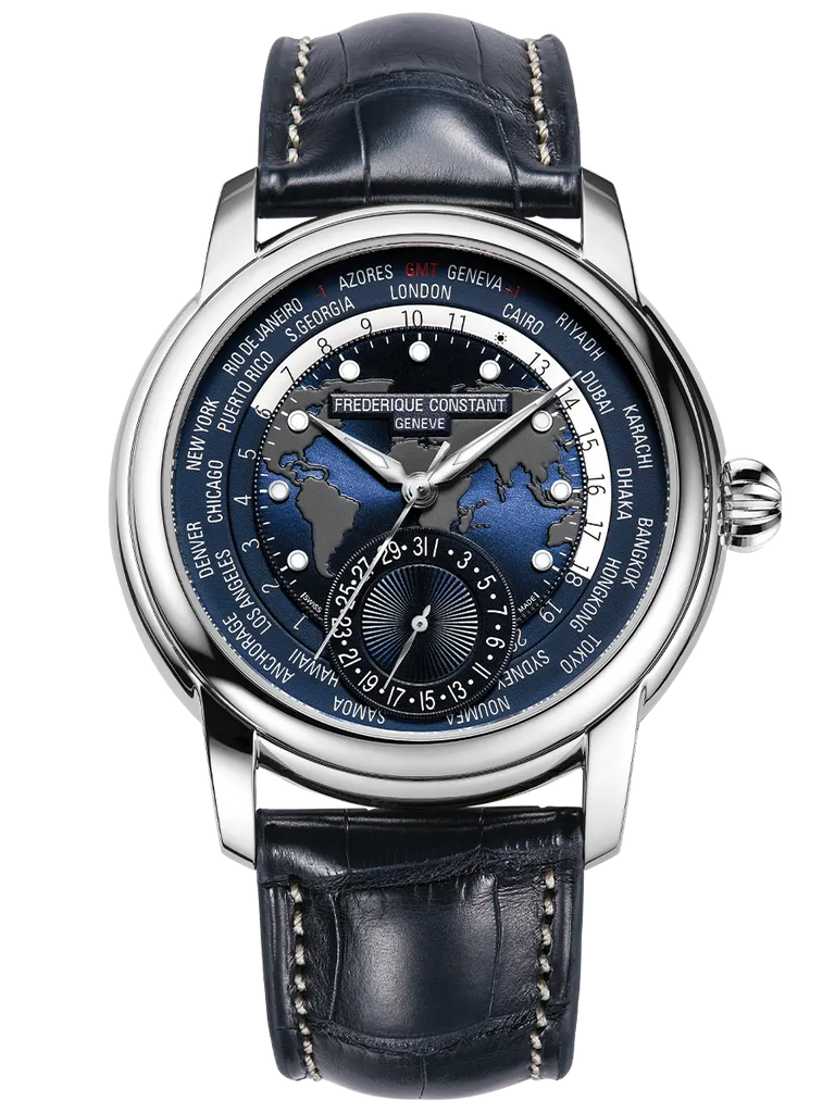 FREDERIQUE CONSTANT CLASSICS WORLDTIMER MANUFACTURE BLUE
