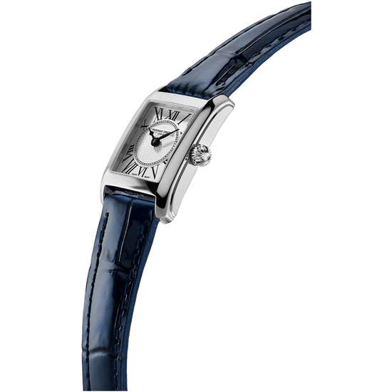 CLASSICS CARREE LADIES WHITE ON BLUE LEATHER STRAP