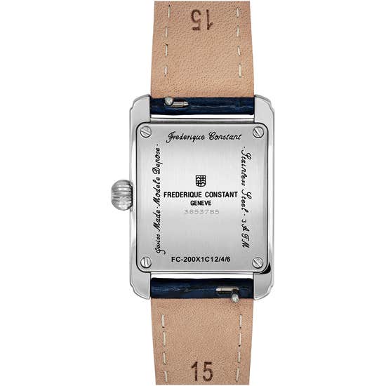 CLASSICS CARREE LADIES WHITE ON BLUE LEATHER STRAP