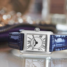 Load image into Gallery viewer, CLASSICS CARREE LADIES WHITE ON BLUE LEATHER STRAP