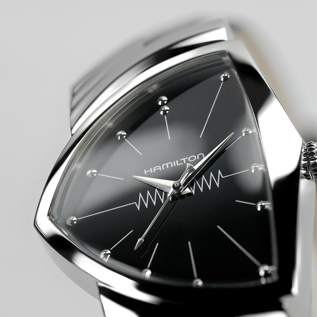 Hamilton Ventura Black Quartz on Leather