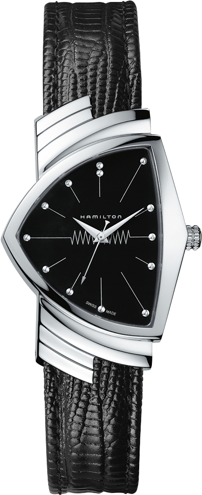 Hamilton Ventura Black Quartz on Leather