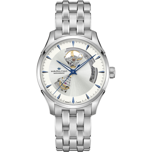 Hamilton Jazzmaster Open Heart Silver with Blue Auto on Bracelet 40mm
