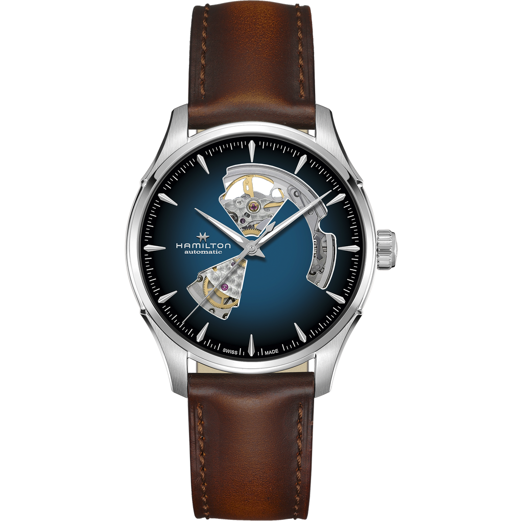 Hamilton Jazzmaster Open Heart Blue Auto on Leather 40mm