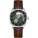 Hamilton Jazzmaster Open Heart Green Auto on Leather 40mm
