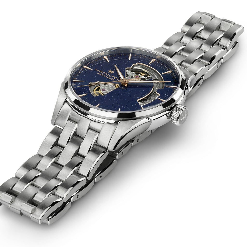 Hamilton Jazzmaster Open Heart Midnight Blue with Gold Dust Auto on Bracelet 42mm