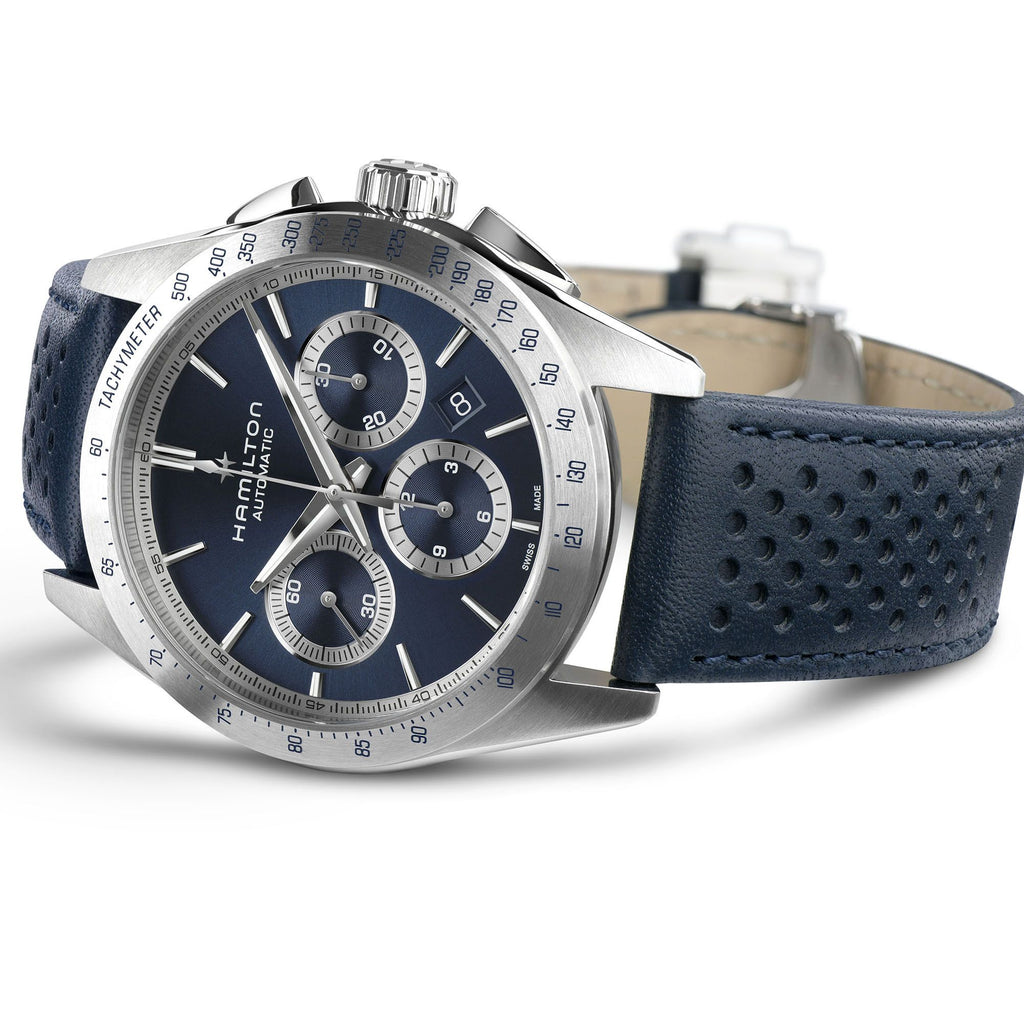 Hamilton Jazzmaster Performer Auto Chrono Blue on leather