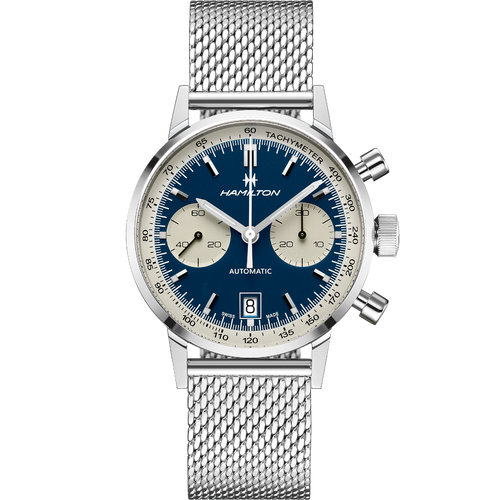 Hamilton American Classic Intra-Matic Auto Chrono Blue on Mesh Bracelet