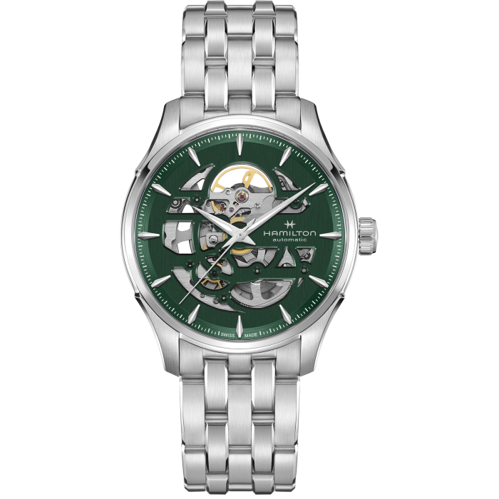 Hamilton Jazzmaster Open Heart Green Auto on Bracelet 40mm