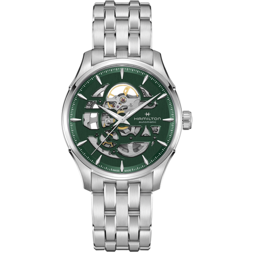 Hamilton Jazzmaster Open Heart Green Auto on Bracelet 40mm